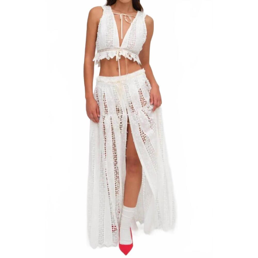 NEW FOR LOVE & LEMONS tracy maxi skirt in white